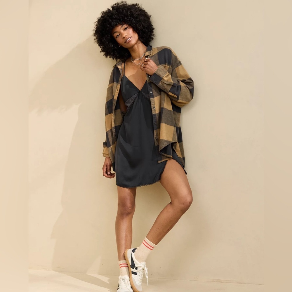 Aerie Anytime Fave Flannel Button Down Shirt 100% Cotton!
